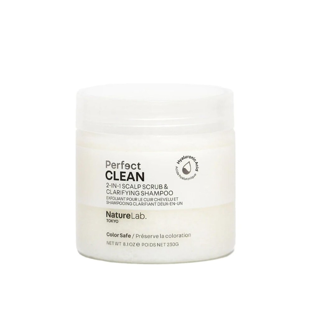 NatureLab.TOKYO Perfect Clean Scalp Scrub & Clarifying Shampoo - Exfoliating Sugar Crystals, Probiotic Sake Water, Hyaluronic Acid - 2-in-1 Deep Scalp Cleanser for Shine & Hydration, 8.1 oz, Original