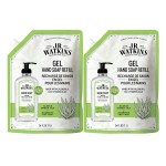 J.R. Watkins Gel Hand Soap Refill Pouch, Scented Liquid Hand Wash for Bathroom or Kitchen, USA Made and Cruelty Free, 34 fl oz, Aloe & Green Tea, 2 Pack