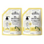 J.R. Watkins Gel Hand Soap Refill Pouch, Scented Liquid Hand Wash for Bathroom or Kitchen, USA Made and Cruelty Free, 34 fl oz, Lemon, 2 Pack