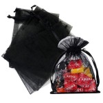 Stratalife Organza Jewelry Pouches - 4x6 Mesh Drawstring Bags, 100PCS (Black)