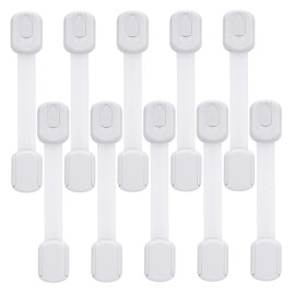 Goodv Child Safety Cabinet Locks - (10 Pack) Baby Proofing Latches to Drawer Door Fridge Oven Toilet Seat Kitchen Cupboard Appliance Trash Can with 3M Adhesive - Adjustable Strap No Drill No Tool