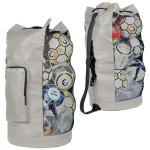 Fitdom Heavy Duty XL Soccer Mesh Equipment Ball Bag w/Adjustable Shoulder Strap Design for Coach. with an Over-Sized Front Pocket for Sporting Accessories. Best for All Outdoor & Water Gears