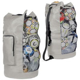 Fitdom Heavy Duty XL Soccer Mesh Equipment Ball Bag w/Adjustable Shoulder Strap Design for Coach. with an Over-Sized Front Pocket for Sporting Accessories. Best for All Outdoor & Water Gears