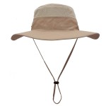 Home Prefer Men\'s Sun Hat UPF 50+ Wide Brim Bucket Hat Windproof Fishing Hats (Milk Khaki)