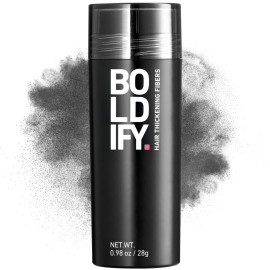 BOLDIFY Hair Fibers (28g) - Fill In Thinning and Fine Hair for an Instantly Fuller, Thicker Look - 14 Shades for Women & Men - Dark Gray
