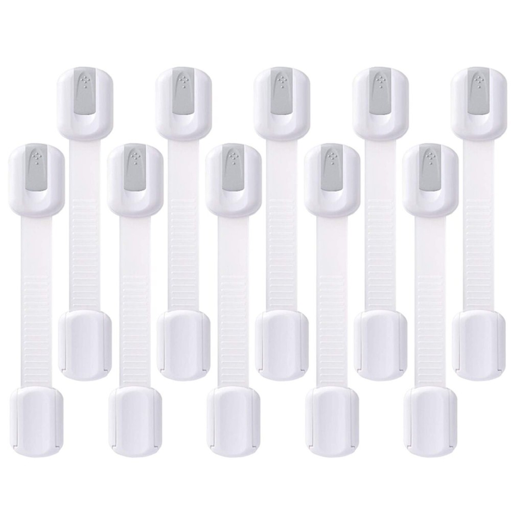 Goodv Child Safety Cabinet Locks - (10 Pack) Baby Proofing Latches to Drawer Door Fridge Oven Toilet Seat Kitchen Cupboard Appliance Trash Can with 3M Adhesive - Adjustable Strap No Drill No Tool