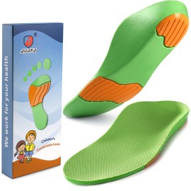 Ailaka Kids Orthotic Cushioning Arch Support Shoe Insoles, Children Pu Foam Inserts for Flat feet, Plantar Fasciitis, Feet Heel Pain Relief