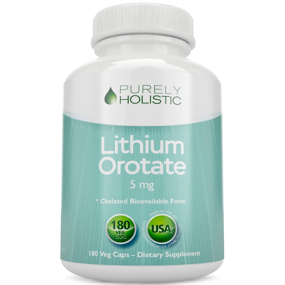 Lithium Orotate 5mg, 180 Vegetarian Lithium Capsules, Supplement Lithium Orotate 5mg, 180 Vegetarian Lithium Capsules, Helps Maintain Healthy Mood, Behavior Memory and Wellness