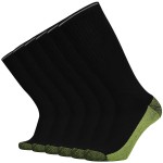 KMM Men Cotton Full Thick Cushion Crew Socks Moisture Control Heavy Duty Work Boot Warm Thermal Wicking Sweat Anti Blisters(Black Green L)