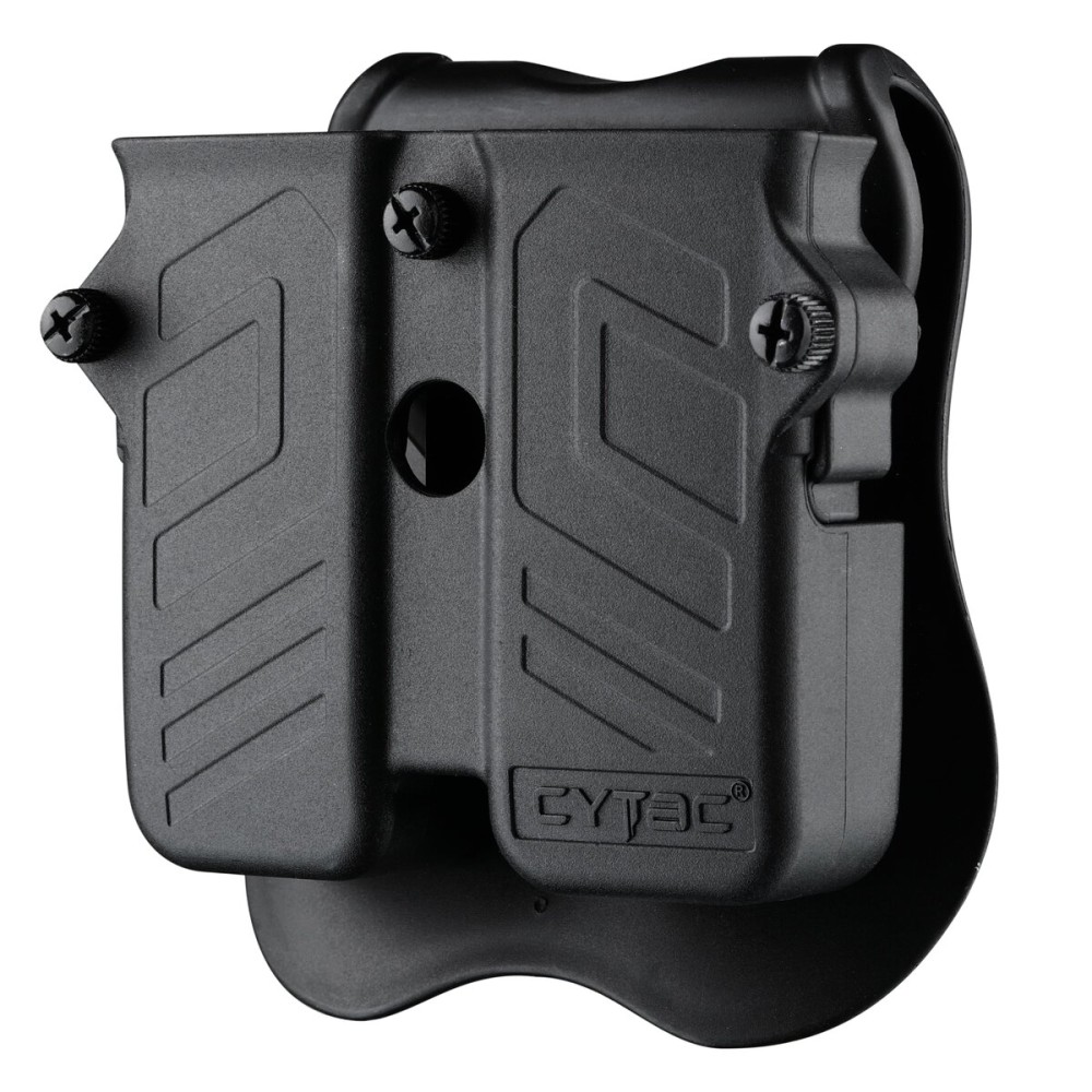 Double Magazine Pouch Fit 9mm 10mm .40 .45 Caliber Dual & Single Stack Magazines - Universal Mag Holder | Polymer Paddle Holster | Adjustable Size & Cant | Ambidextrous | Outside Waistband | Black