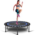 Newan 40\'\' Silent Fitness Mini Trampoline - Indoor Rebounder for Adults - Best Urban Cardio Jump Fitness Workout Trainer, Covered Bungee Rope System - Max Limit 330 lbs
