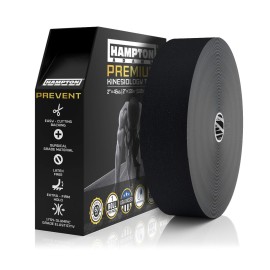Hampton Adams | As Seen on Shark Tank | Elastic Kinesiology Tape (Bulk Roll) | 135ft Uncut | Supports & Protects Muscle Wrist Knee Shoulder Back Plantar Fasciitis | Waterproof Hypoallergenic (Black)