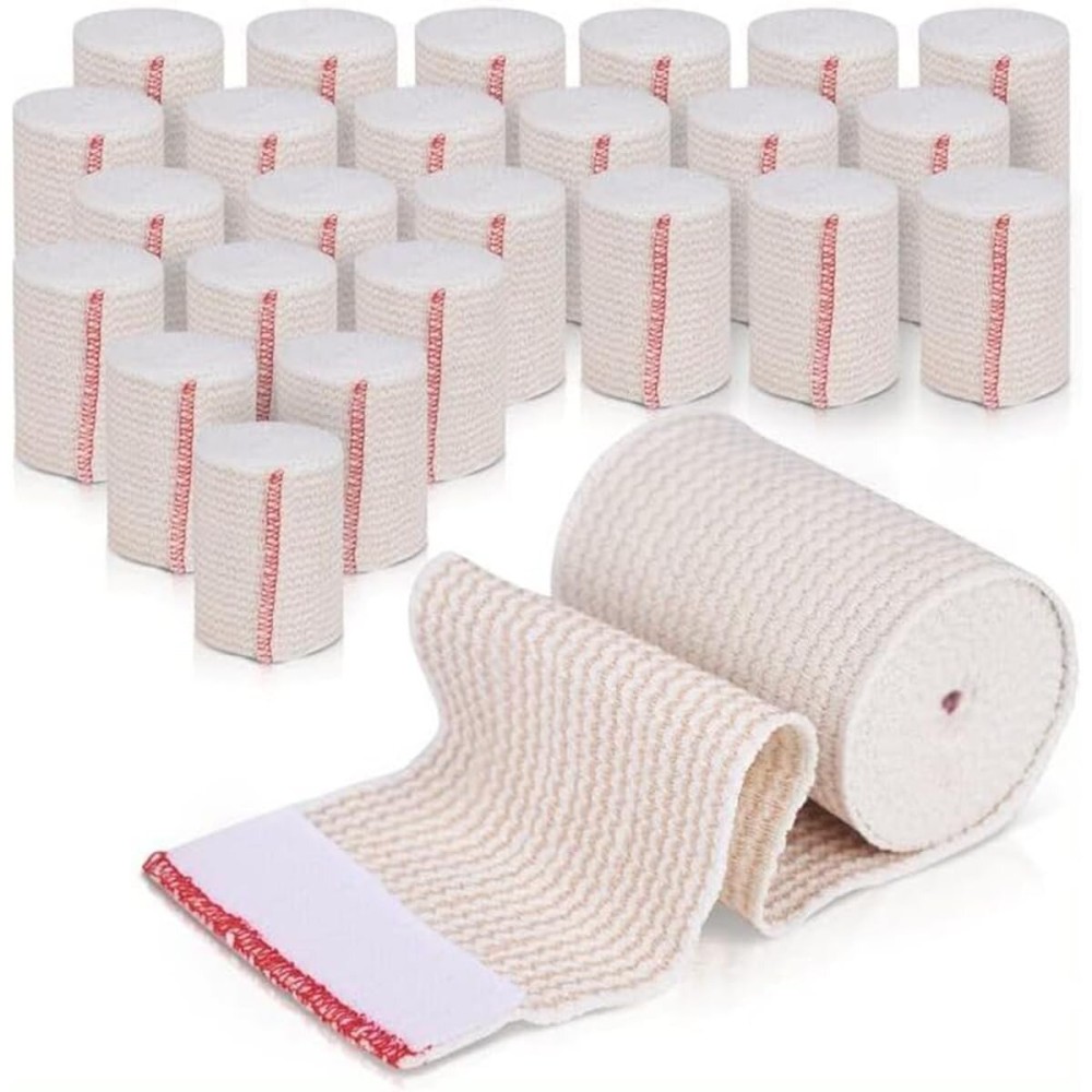 GT Premium Elastic Bandage Wrap (3 25 Pack) - Hook & Loop Fasteners at Both Ends - Latex Free Hypoallergenic Compression Roll - Reusable Bandages for Waist, Legs, Elbow & Knee Wrap