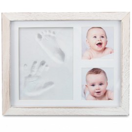 Little Hippo Baby Footprint Kit & Keepsake | Baby Handprint Kit | Baby Hand and Footprint Kit (Rustic White, Standard)