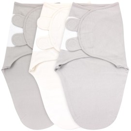 Bublo Baby Swaddles for Newborn Girls - 3 Pack Baby Swaddle Sleep Sacks - 3-6 Months - Pastel Grey-White Solid
