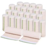 Premium Elastic Bandage Wrap (6 25 Pack) - Hook & Loop Fasteners at Both Ends - Latex Free Hypoallergenic Compression Roll - Reusable Bandages for Waist, Legs, Elbow & Knee Wrap
