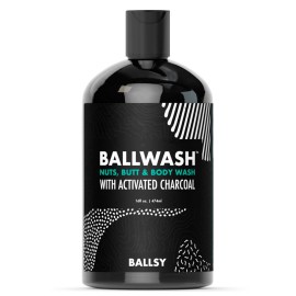 Ballsy Ballwash Charcoal Body Wash for Men - Moisturizing Mens Bodywash with Coconut Oil - Soap for Men & Great for your Most Intimate Areas, 16 Oz