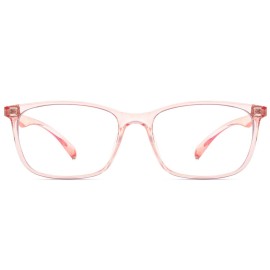 ANRRI Blue Light Blocking Computer Glasses Women Anti Eyestrain UV Filter Lens Lightweight Pink Frame Eyeglasses (Clear Pink)