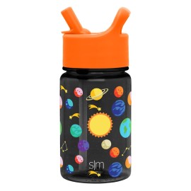 Simple Modern Kids Water Bottle Plastic BPA-Free Tritan Cup with Leak Proof Straw Lid | Reusable and Durable for Toddlers, Boys | Summit Collection | 12oz, Solar System