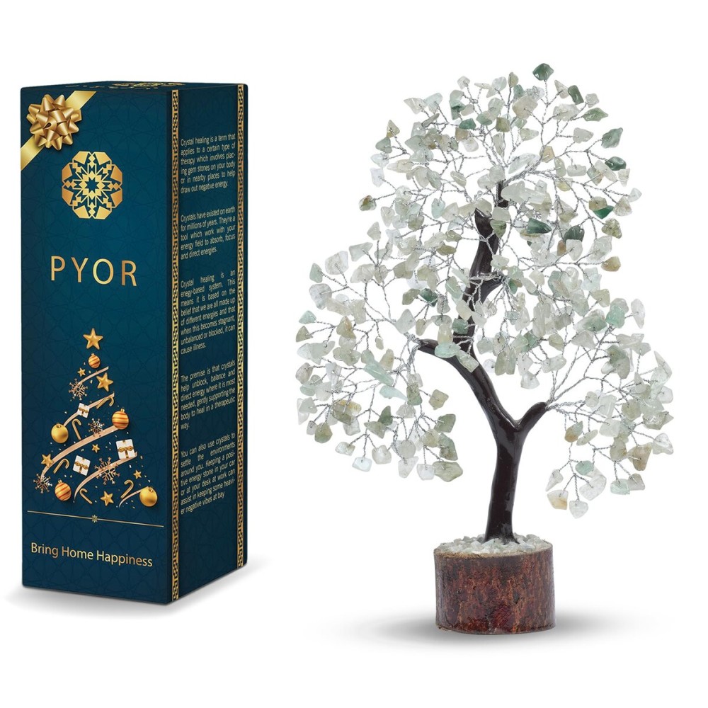 PYOR Green Jade Crystal, Bonsai Tree, Money Trees, Crystals and Healing Stones, Reiki Decor, Jade Crystal, Gemstone Tree, Spiritual Gifts for Women, Decorations for Living Room, Office Decor Women