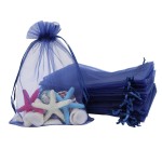 Stratalife 5X7 Sheer Organza Bags with Drawstring Mesh Gift Baggies for Wedding Party Favor Pouch Jewelry Storage, 100 Pcs, Navy Blue