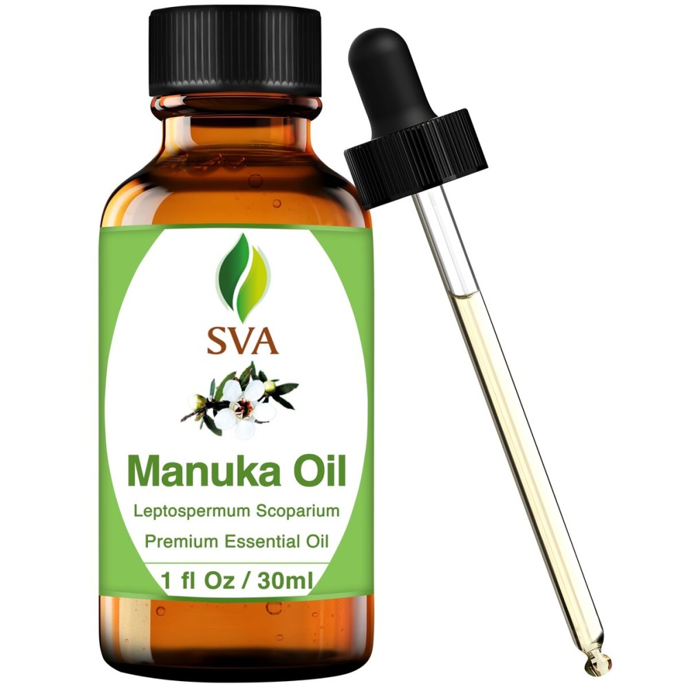 SVA Manuka Essential Oil - 1 Fl Oz - 100% Natural Manuka Oil - for Diffuser, Hair Care, Face, Skin Care, Aromatherapy, Scalp and Body Massage, Soap and Candle Making - with Dropper
