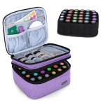 LUXJA Essential Oil Carrying Case - Holds 30 Bottles (5ml-30ml, Also Fits for Roller Bottles), Double-Layer Organizer for Essential Oil and Accessories, Lavender (Bag Only)