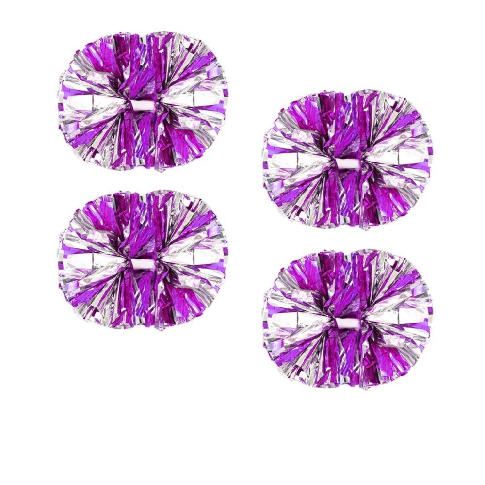CREATIEE-PRO 4Pcs Metallic Cheerleading Pom Poms, 2 Pair Cheerleader Cheering Squad Pompoms for School Sports Dance Games Team Spirit Cheer