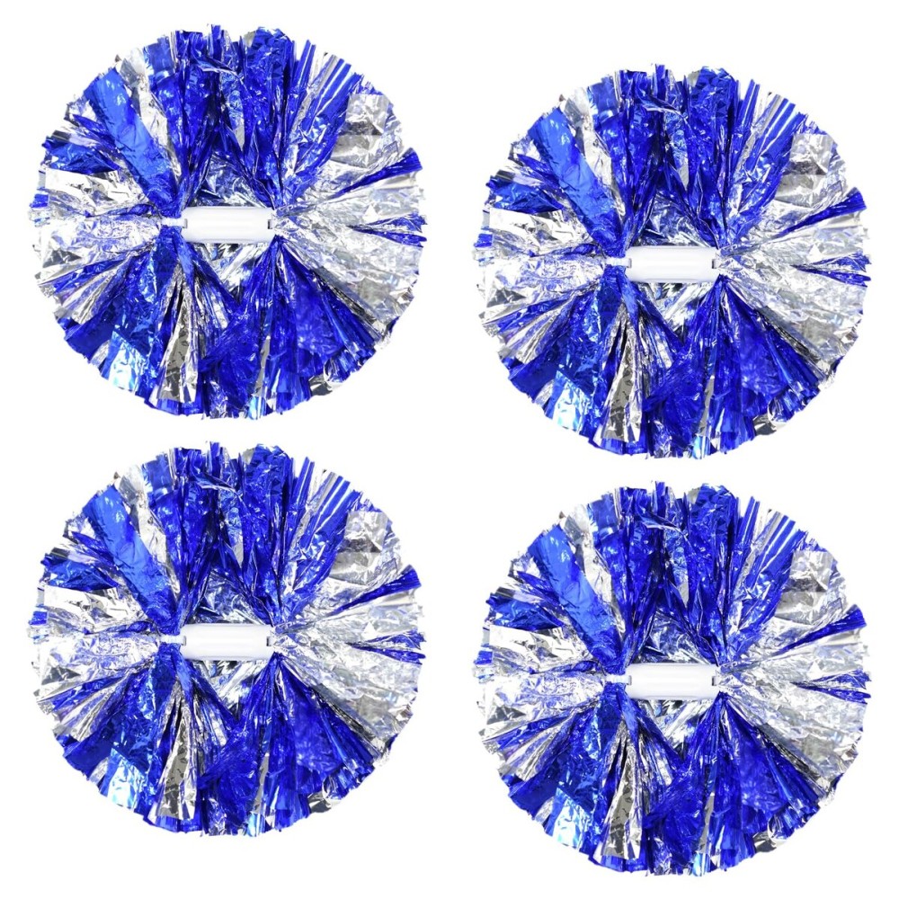 CREATIEE-PRO 4Pcs Metallic Cheerleading Pom Poms, 2 Pair Cheerleader Cheering Squad Pompoms for School Sports Games Team Spirit Cheer
