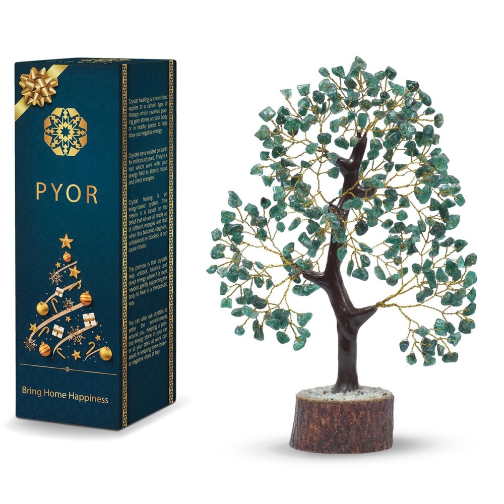 PYOR Green Aventurine, Crystal Tree of Life, Green Aventurine Crystal, Feng Shui Decor for Home, Bonsai Tree, Green Office Decor Women, Crystals and Stones, Meditation Accessories