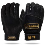 Franklin Sports MLB Pro Classic Baseball Batting Gloves Pair - Black/Gold - Adult XX-Large