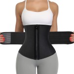 KIWI RATA 2 in 1 Neoprene Sauna Waist Trainer Corset Sweat Belt for Women Tummy Control Bands Compression Workout Fitness Trimmer,1 Zipper Black,XX-Large