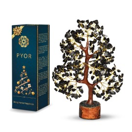 PYOR Black Tourmaline Stone, Crystal Tree, Black Tourmaline Crystals, Gem Trees, Positive Stones and Crystals, Office Desk Decor, Crystal Gifts