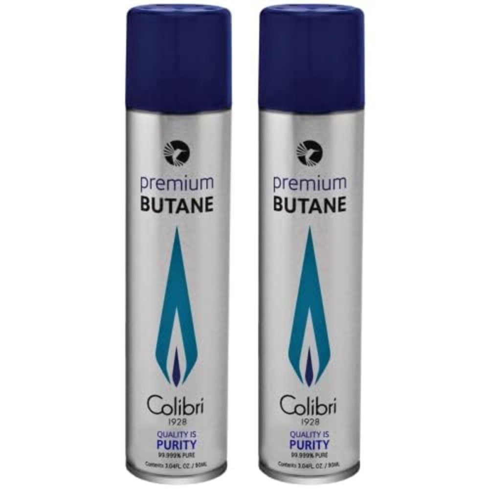 Colibri Premium Butane Fuel - Torch Replacement Canisters, 99.999% Pure Refill Fluid, 90ml (3.04fl oz) Cans, Pack of 2