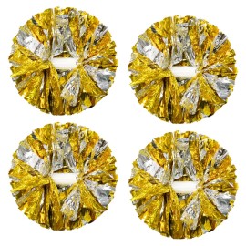 CREATIEE-PRO 4Pcs Metallic Cheerleading Pom Poms, 2 Pair Cheerleader Cheering Squad Pompoms for School Sports Dance Games Team Spirit Cheer