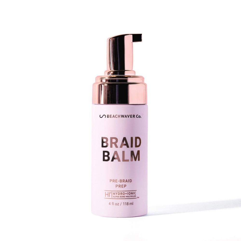 The Beachwaver Co. Braid Balm Pre-Braid Prep - Full Size (4 Fl Oz) | Frizz-Taming Primer Foam | Strengthen and Reduce Flyaways w/HiX Vegan Bond Multipliers - For All Hair Types | Bondi Beach Day