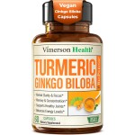 Ginkgo Biloba and Turmeric Curcumin Supplement with Black Pepper & Organic Tumeric - Natural Turmeric Supplement for Focus, Memory, Joint & Brain Health - 60 Vegan Ginko Biloba Capsules with Curcuma