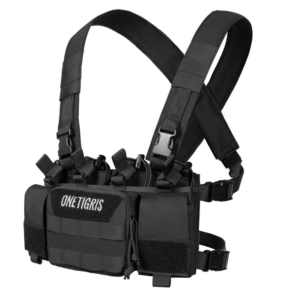 ONETIGRIS Chest Rig, MOLLE Chest Rigs Tactical Chest Rig Dangler Pouch Utility Admin Pouch IFAK Medical Organizer EDC for Outdoor Hunting Shooting Hiking