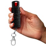 FIGHTSENSE Self Defense Pepper Spray - 1/2 oz Compact Size Maximum Strength Police Grade Formula Best Self Defense Tool for Women W/Leather Pouch Keychain (Gold Snack)