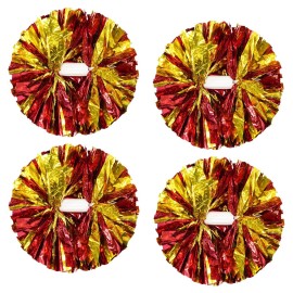 CREATIEE-PRO 4Pcs Metallic Cheerleading Pom Poms, 2 Pair Cheerleader Cheering Squad Pompoms for School Sports Dance Games Team Spirit Cheer