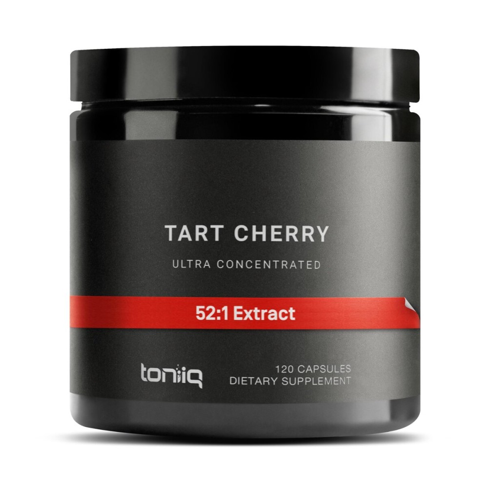Toniiq Tart Cherry Capsules - Ultra High Potency 52:1 Extract - Highly Concentrated - Third-Party Lab Tested for Purity & Quality - 120 Capsules