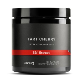 Toniiq Tart Cherry Capsules - Ultra High Potency 52:1 Extract - Highly Concentrated - Third-Party Lab Tested for Purity & Quality - 120 Capsules