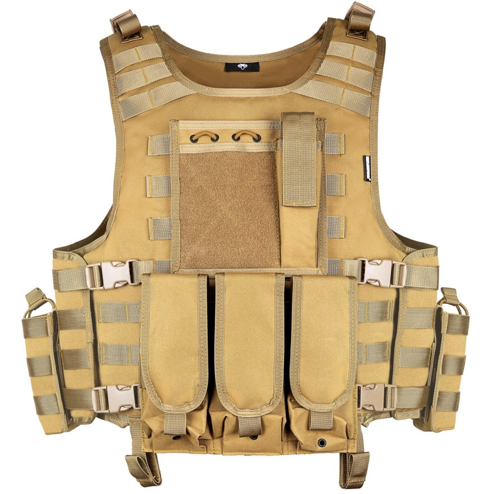 MGFLASHFORCE Tactical Airsoft Vest Adjustable Modular Paintball Vest (Tan)