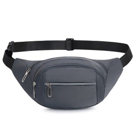 DAITET Reflective Fanny Pack for Men&Women, Crossbody Waist Bag with Adjustable Belt, Large Capacity Bum Bag for Traveling Hiking Cycling Workout Casual(Concrete Grey)