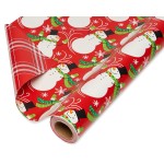 American Greetings Jumbo Reversible Christmas Wrapping Paper Roll, Red and White Holiday Gift Wrap (175 sq. ft., 1 Extra Large Roll-30 in. x 70 ft.) Plaid and Snowmen
