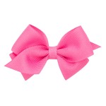 Wee Ones Girls\' Plain Wrap Classic Grosgrain Hair Bows on a WeeStay No-Slip Hair Clip, Handmade, Wee, Hot Pink