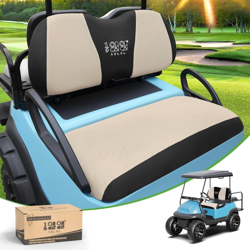 10L0L Golf Cart Seat Covers Universal for Yamaha G29 Drive2 Club Car DS Precedent Tempo Standard Front Seats, Breathable Mesh Bench Seat Cover, No Drilling Seat Cushion - All-Season Comfort
