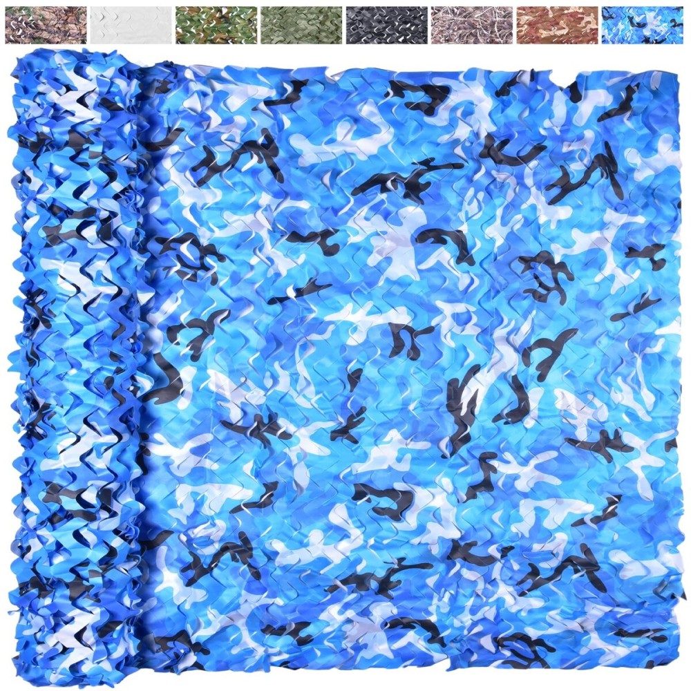Yeacool Sheerness Camo Netting for Hunting Blind Outdoor Camouflage Netting Bulk Roll for Birthday Party Dinosaur Theme Decor Boat Cover Beach Event (Ocean Camo, 65.6ftx4.9ft, 20m*1.5m)