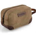 Emissary Men\'s Leather and Canvas Travel Toiletry Bag, Dopp Kit, Travel Bathroom Bag, Shaving Kit, Small Bags for Travel Accessories (Brown)