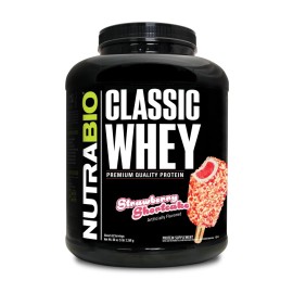 NutraBio Classic Whey Protein Powder - No Fillers, Artificial Colors, Preservatives - Low Glycemic Index - Strawberry Shortcake, 5 Pounds